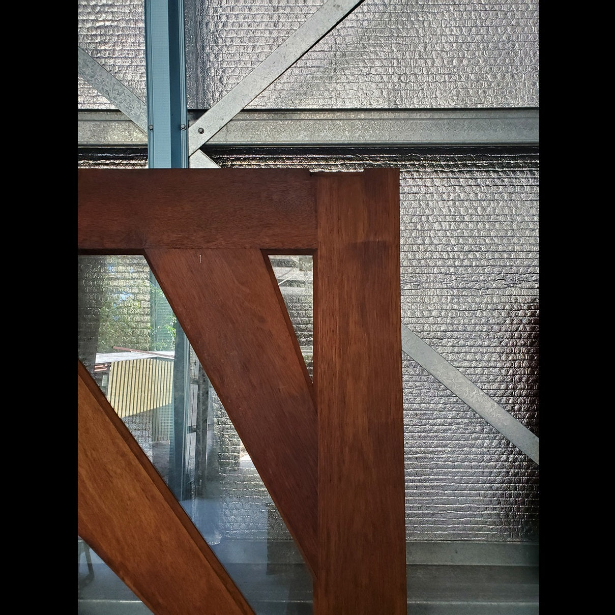 Timber Entry Door - 2340h x 1200w Merbau w/ 5 x Clear Glass (Sunburst) *Factory 2nd* 10071