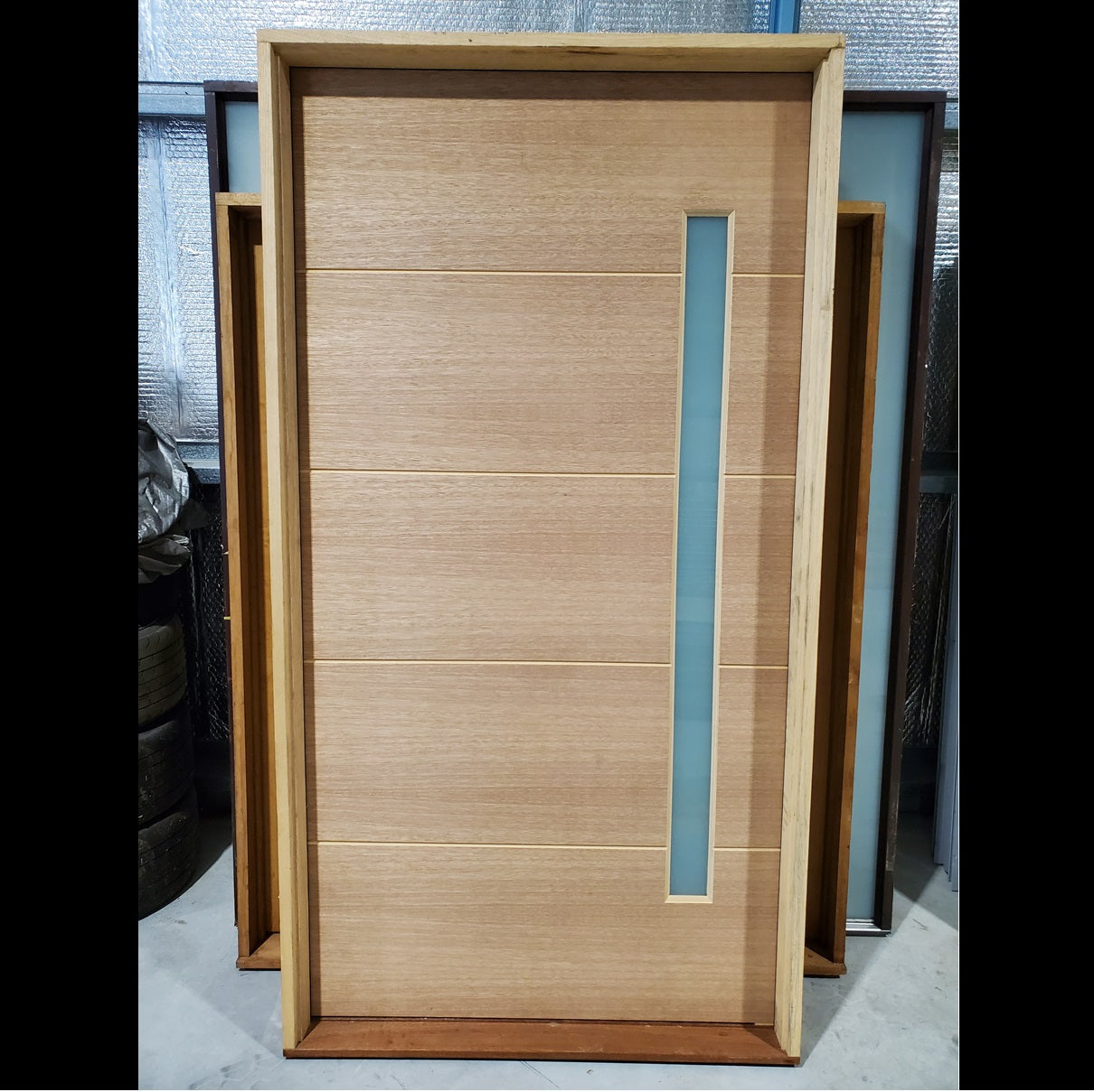 Timber Entry Door - Pre-Hung in a 2390h x 1267w Frame w/ 1 x Obscure Glass *Factory 2nd* 10181