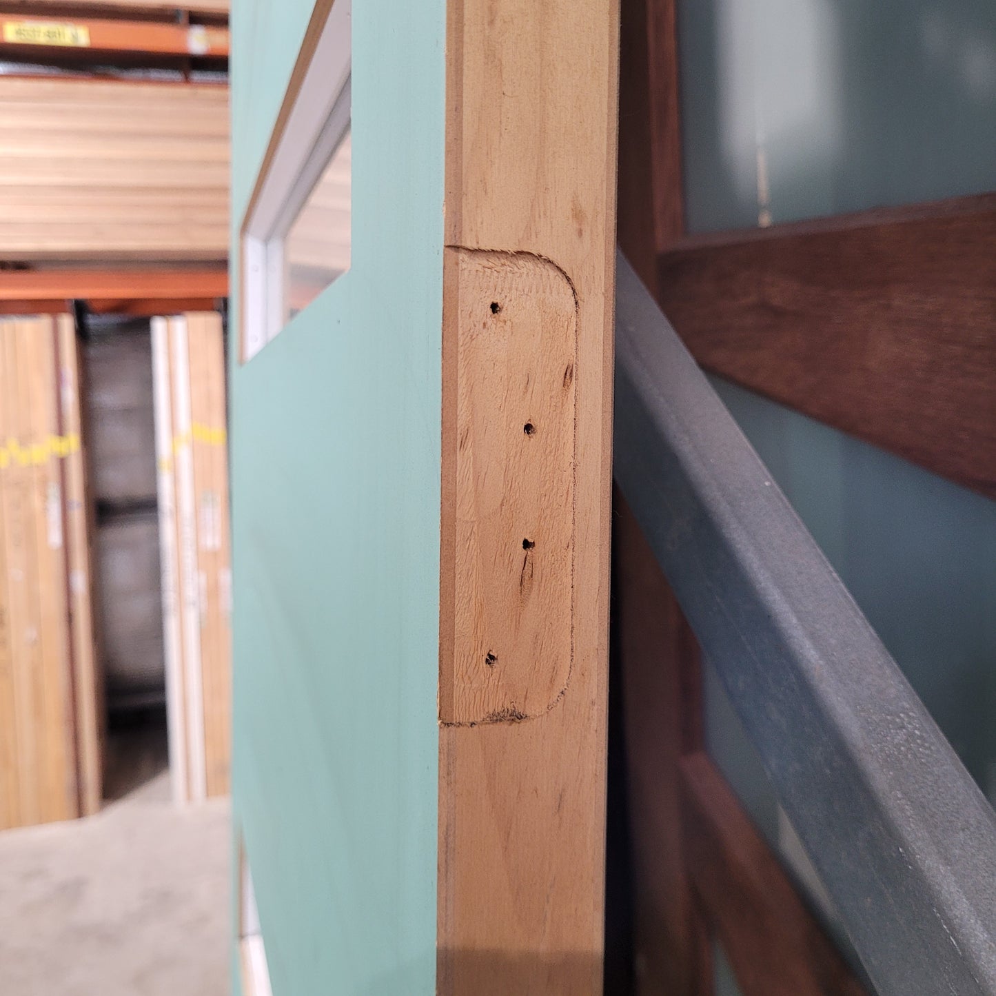 Timber Entry Door - 2340h x 820w Solid Core w/ 4 x Obscure Glass *Factory 2nd* 10390