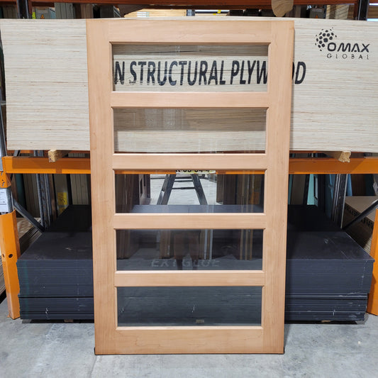 Timber Entry Door - 2040h x 1200w Solid Core w/ 5 x Clear Glass *Factory 2nd* 10466