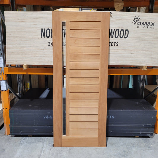 Timber Entry Door - 2040h x 820w Solid Core w/ 1 x Clear Glass *Factory 2nd* 10471