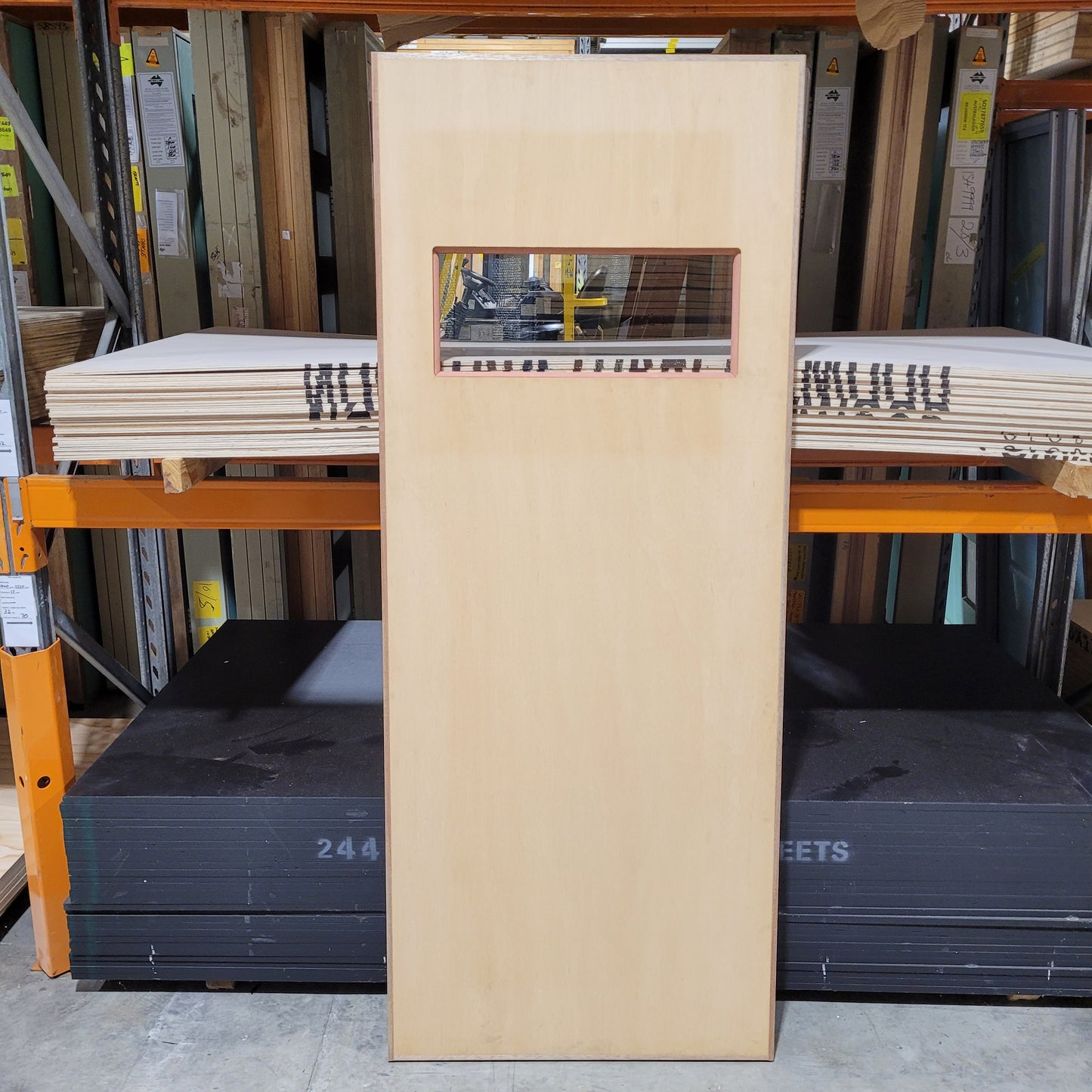 Timber Entry Door - 2040h x 820w Solid Core w/ 1 x Clear Glass *Factory 2nd* 10474