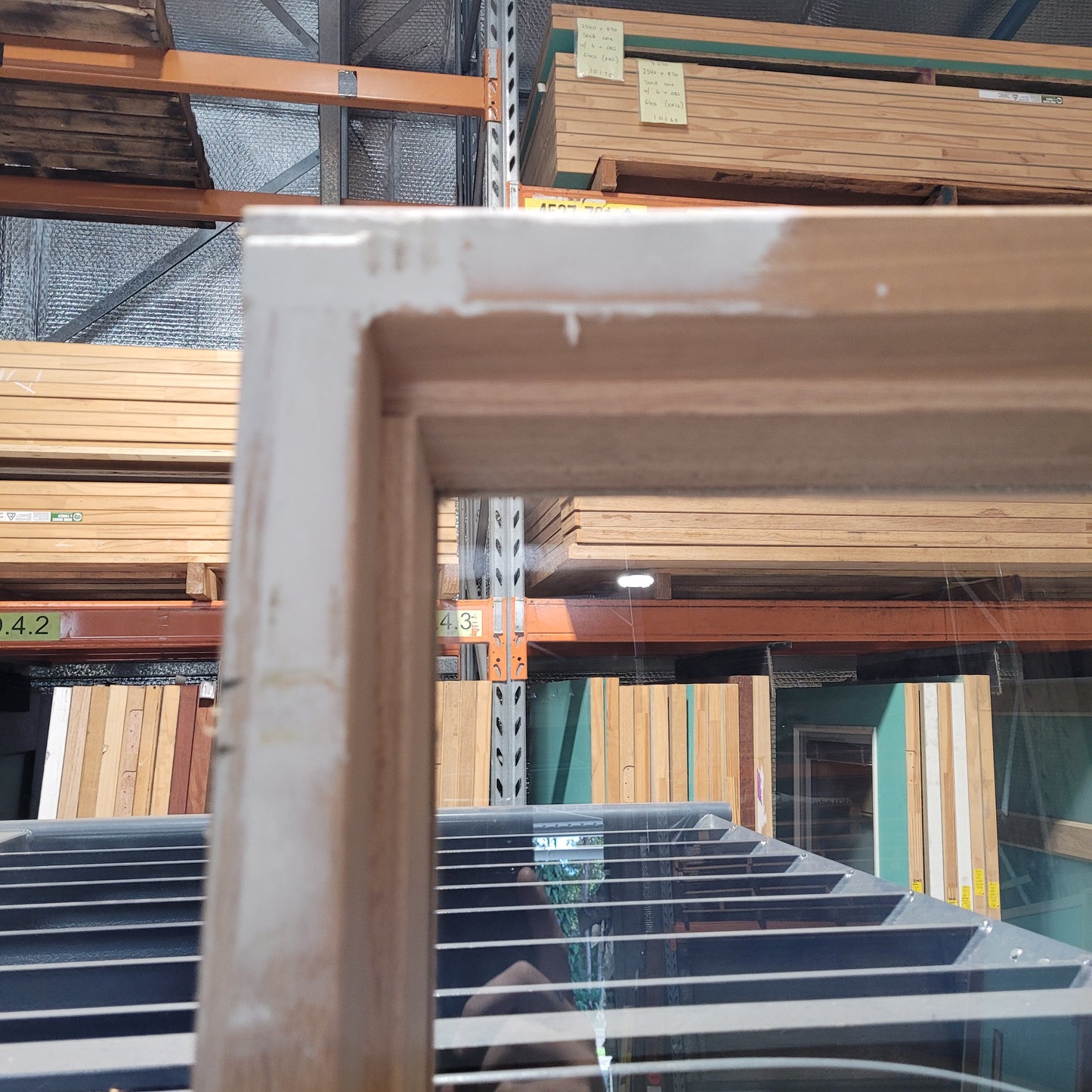 Timber Entry Door - Pre-Hung in a 2400h x 1210w Frame w/ 1 x Clear Glass *Factory 2nd* 10485