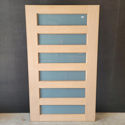 Timber Entry Door - 2040h x 1200w Solid Core w/ 6 x Obscure Glass *Factory 2nd* 10520