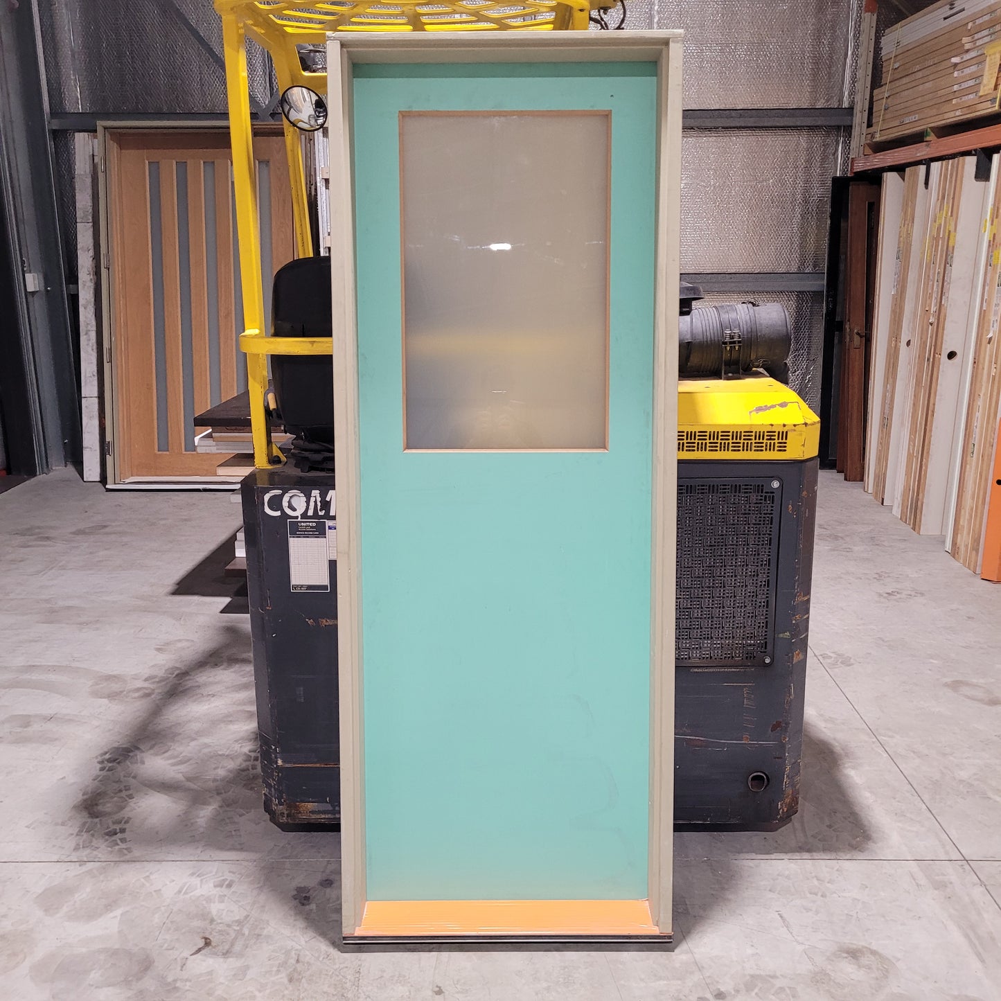 Timber Entry Door - Pre-Hung in a 2095h x 787w Frame, Solid Core w/ 1 x Obscure Glass *2nd* 10551