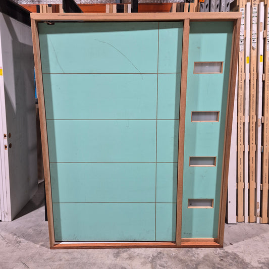 Timber Pivot Door - Pre-Hung in a 2150h x 1695w Frame w/ Sidelite *Factory 2nd* 10689
