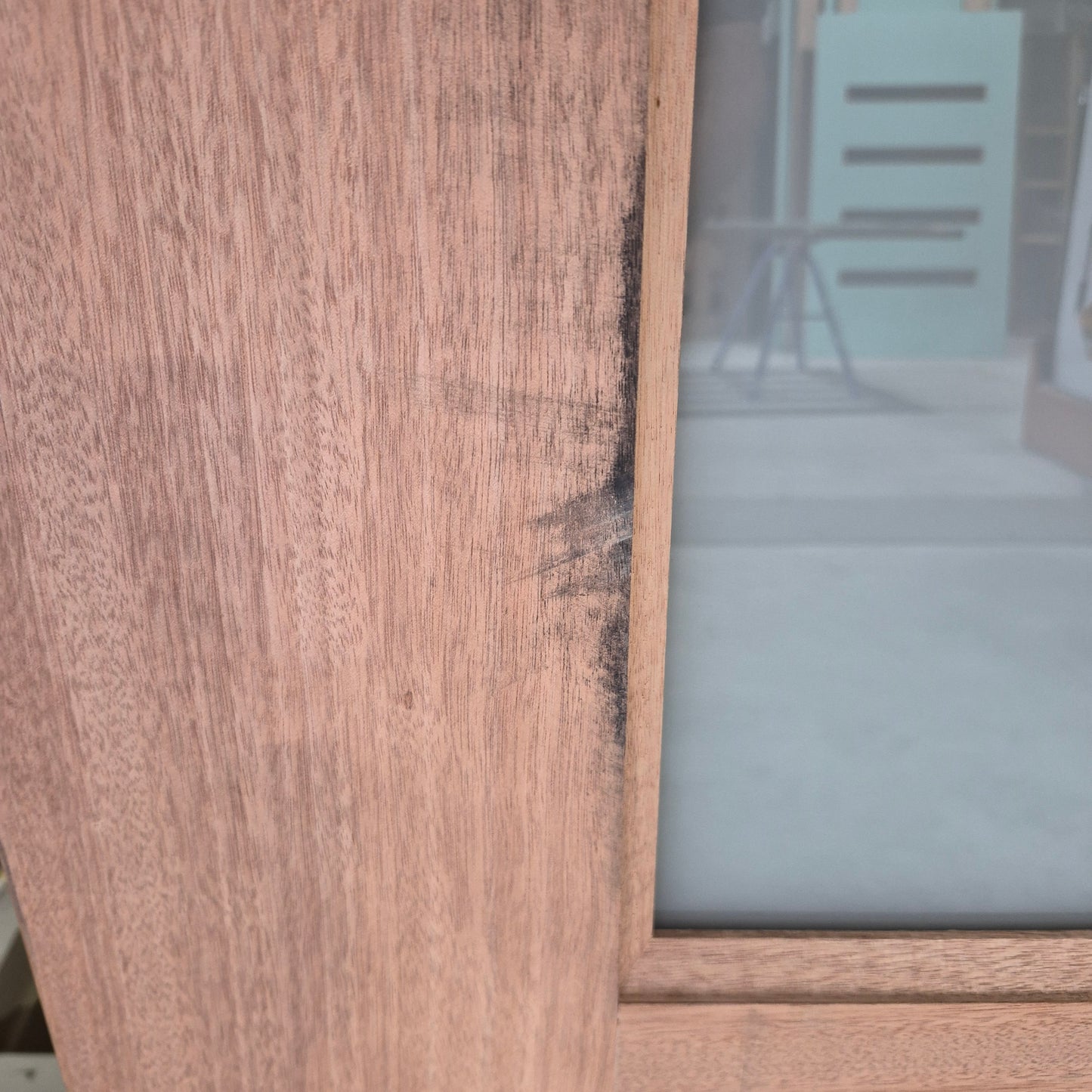 Timber Entry Door - 2040h x 1200w Solid Core w/ 4 x Obscure Glass *Factory 2nd* 10760