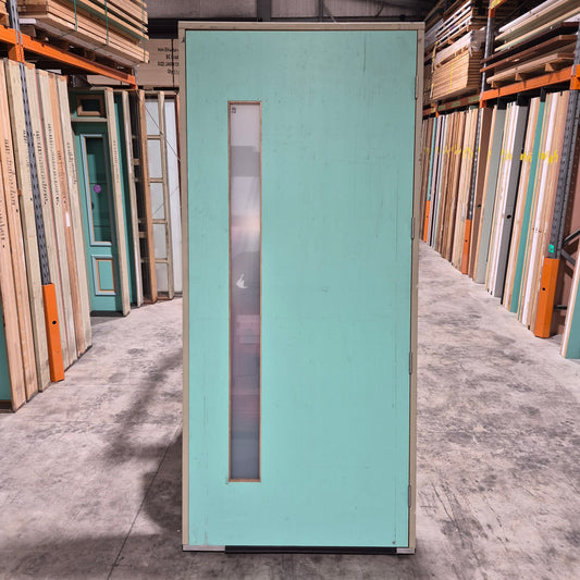 Timber Entry Door - Pre-Hung in a 2400h x 1087w Frame w/ 1 x Obscure Glass (PRU 101) *Factory 2nd* 10799