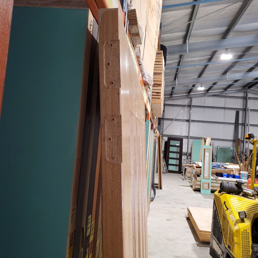 Timber Entry Door - 2340h x 1200w Solid Core w/ 5 x Obscure Glass *2nd Hand* 20050