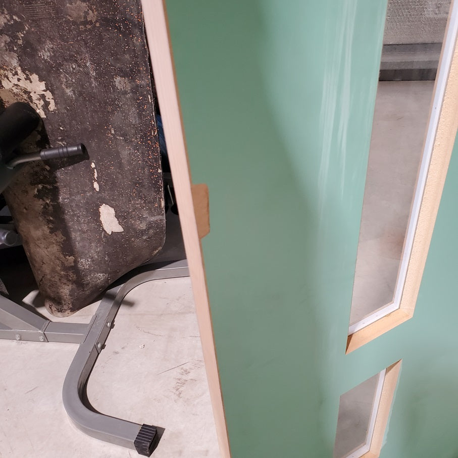 Timber Entry Door - 2400h x 1200w Solid Core w/ 3 x Clear Glass *Factory 2nd* 20052