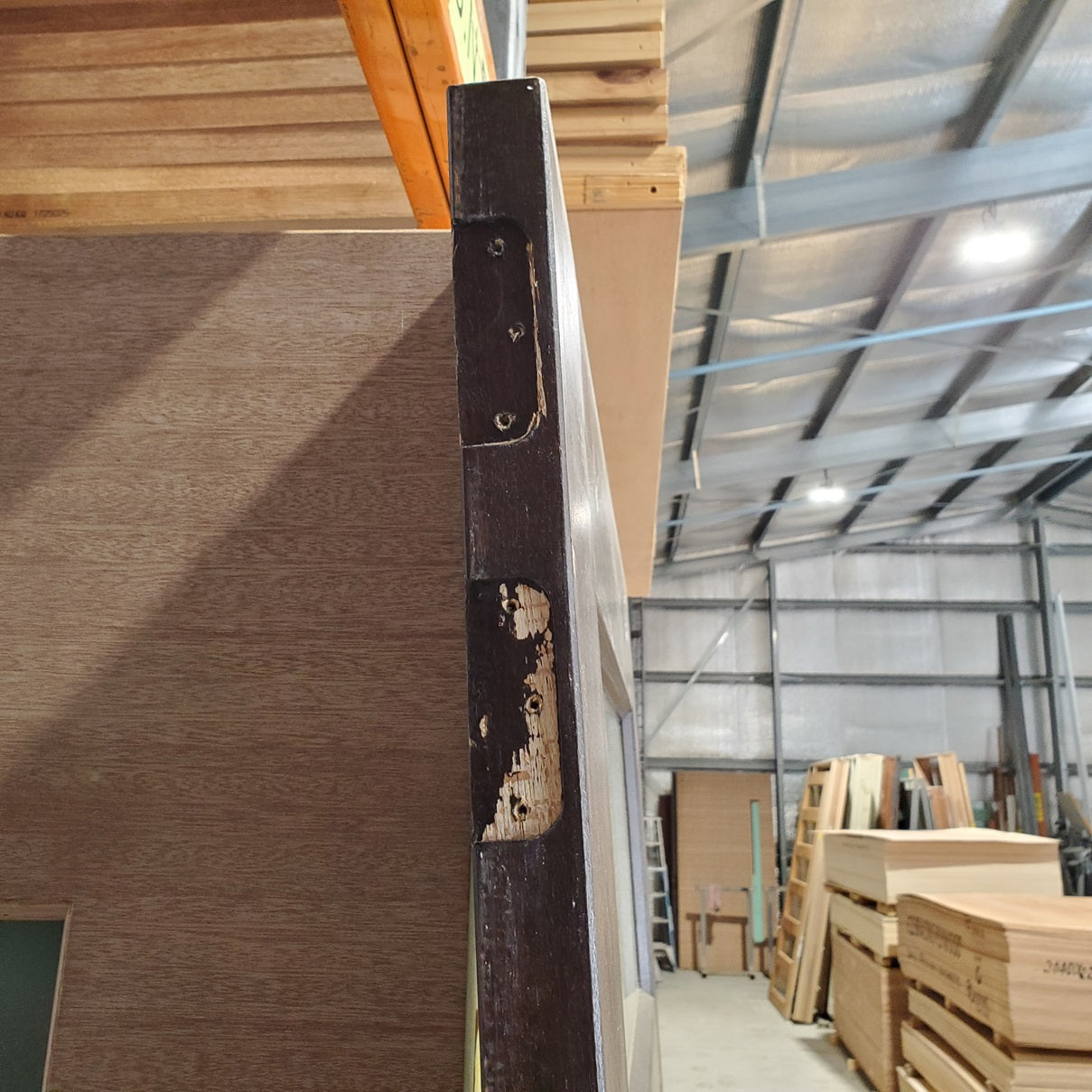 Timber Entry Door - 2338h x 1200w Solid Core w/ 5 x Obscure Glass *Factory 2nd* 20082