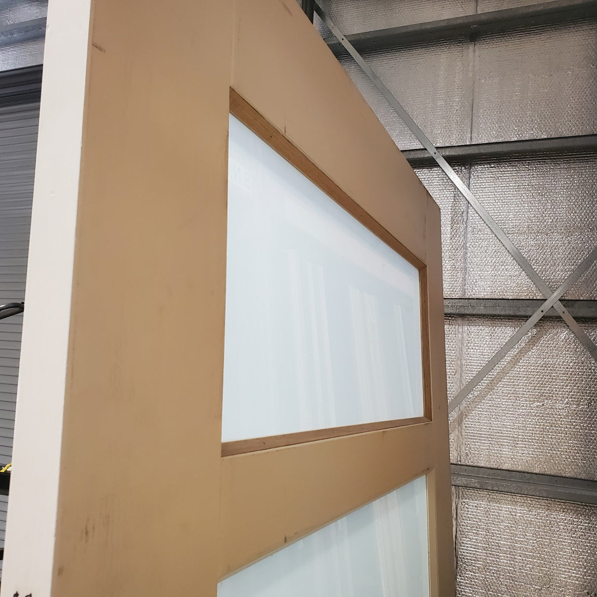 Timber Entry Door - 2340h x 1200w Solid Core w/ 5 x Obscure Glass *2nd Hand* 20084