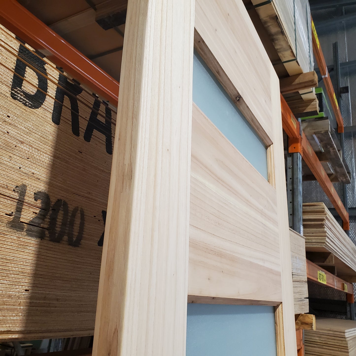 Timber Entry Door - 2037h x 820w Solid Core w/ 4 x Obscure (Frosted) Glass *New Imported* 40013