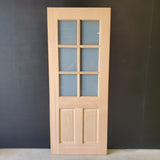 Timber Entry Door - 2040h x 820w Solid Core w/ 6 x Obscure (Frosted) Glass Panels *New* 40030