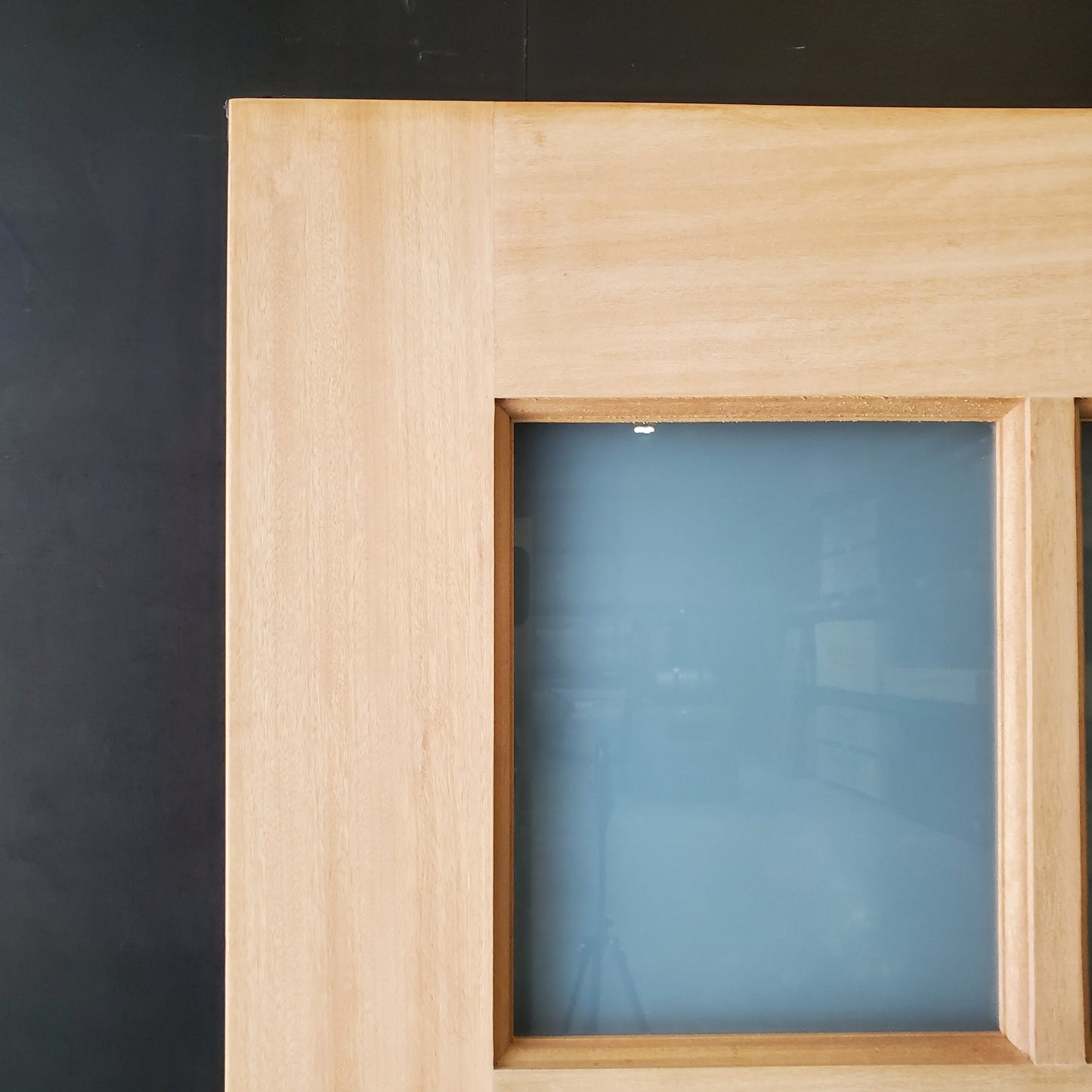 Timber Entry Door - 2040h x 820w Solid Core w/ 6 x Obscure (Frosted) Glass Panels *New* 40030
