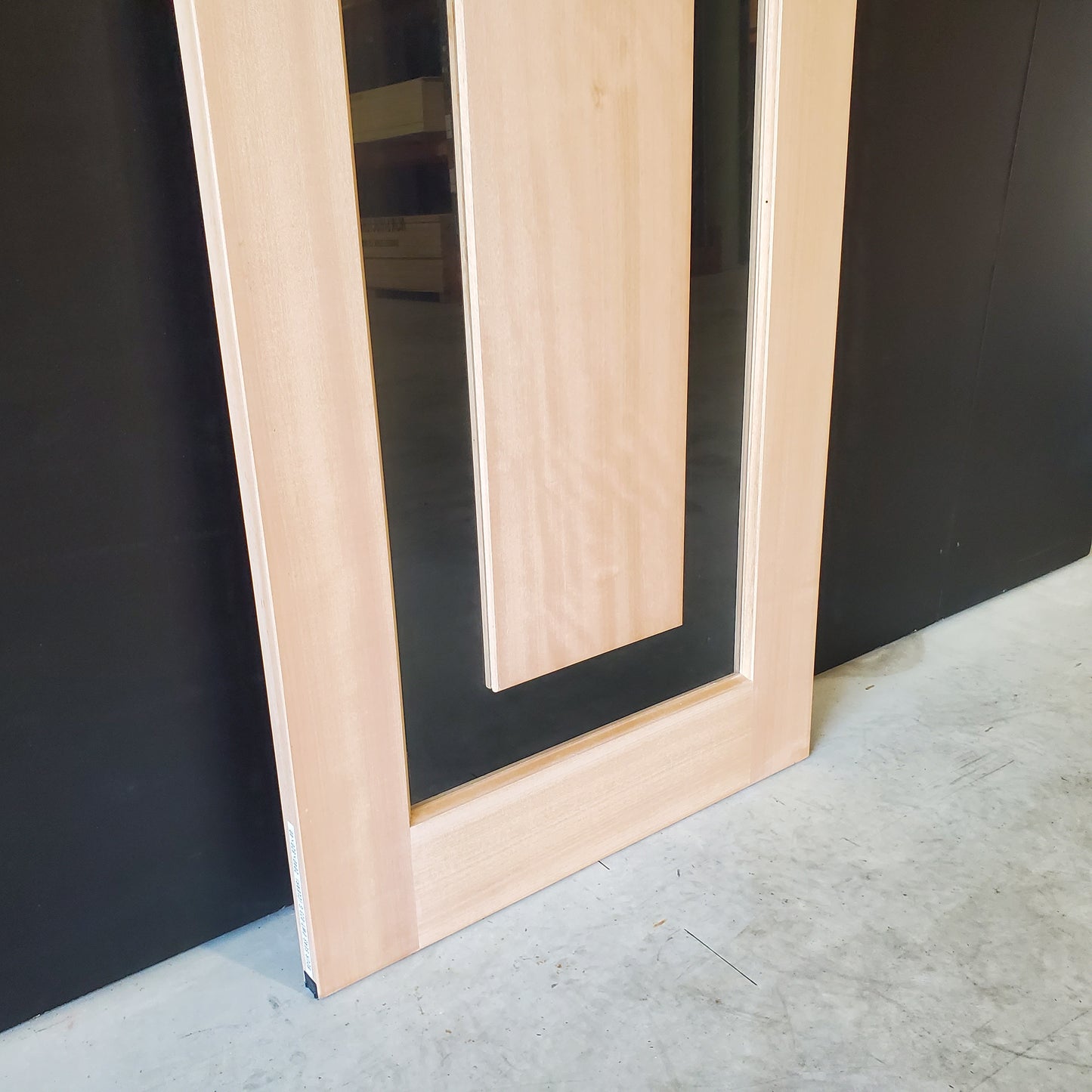 Timber Entry Door - 2040h x 820w Solid Core w/ Floating Timber Panel clear Glass *New* 40031