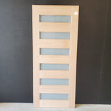 Timber Entry Door - 2040h x 870w Solid Core w/ 6 x Horizontal Obscure (Frosted) Glass *New* 40037