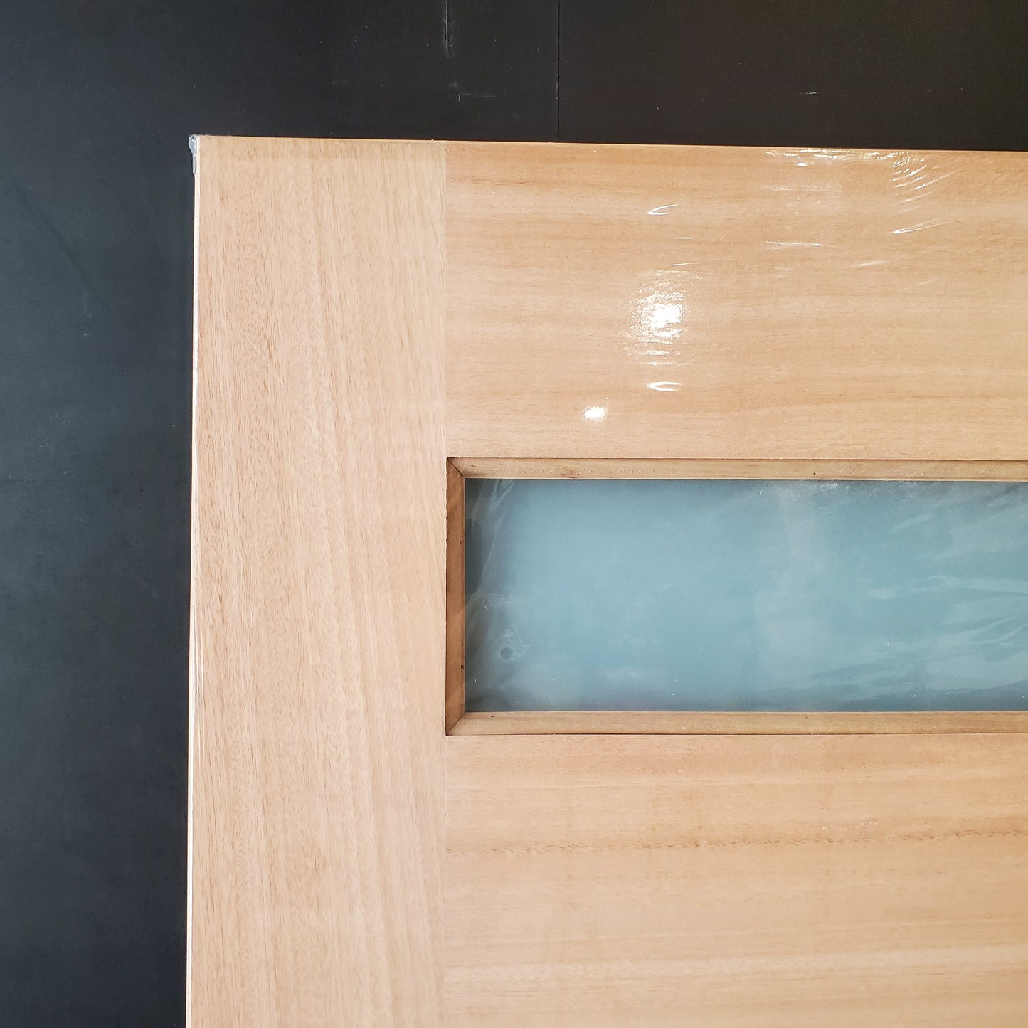 Timber Entry Door - 2040h x 870w Solid Core w/ 6 x Horizontal Obscure (Frosted) Glass *New* 40037