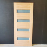 Timber Entry Door - 2040h x 870w Solid Core w/ 4 x Horizontal Obscure (Frosted) Glass *New* 40036
