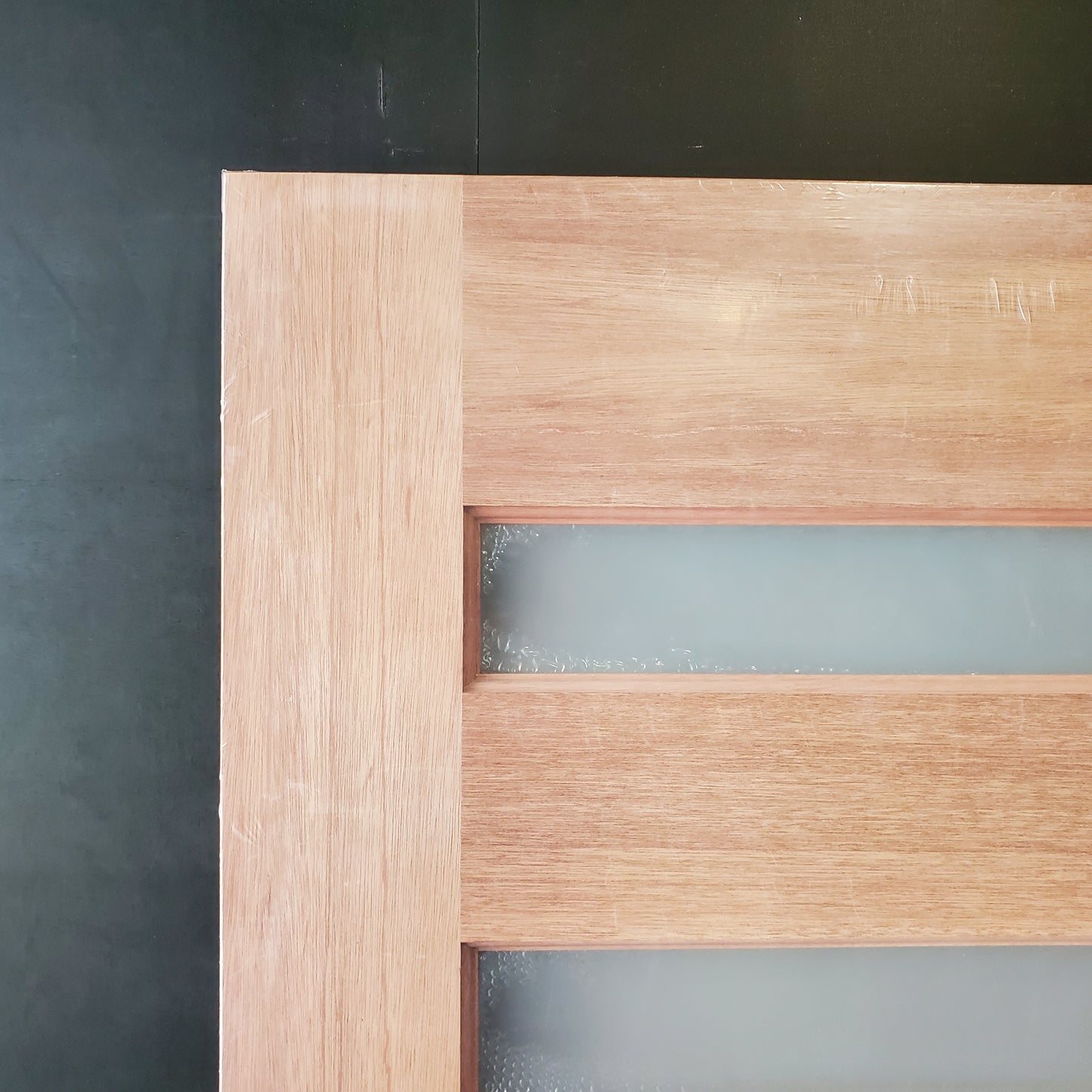 Timber Entry Door - 2040h x 820w Solid Core w/ 7 x Horizontal Obscure (Frosted) Glass *New* 40050
