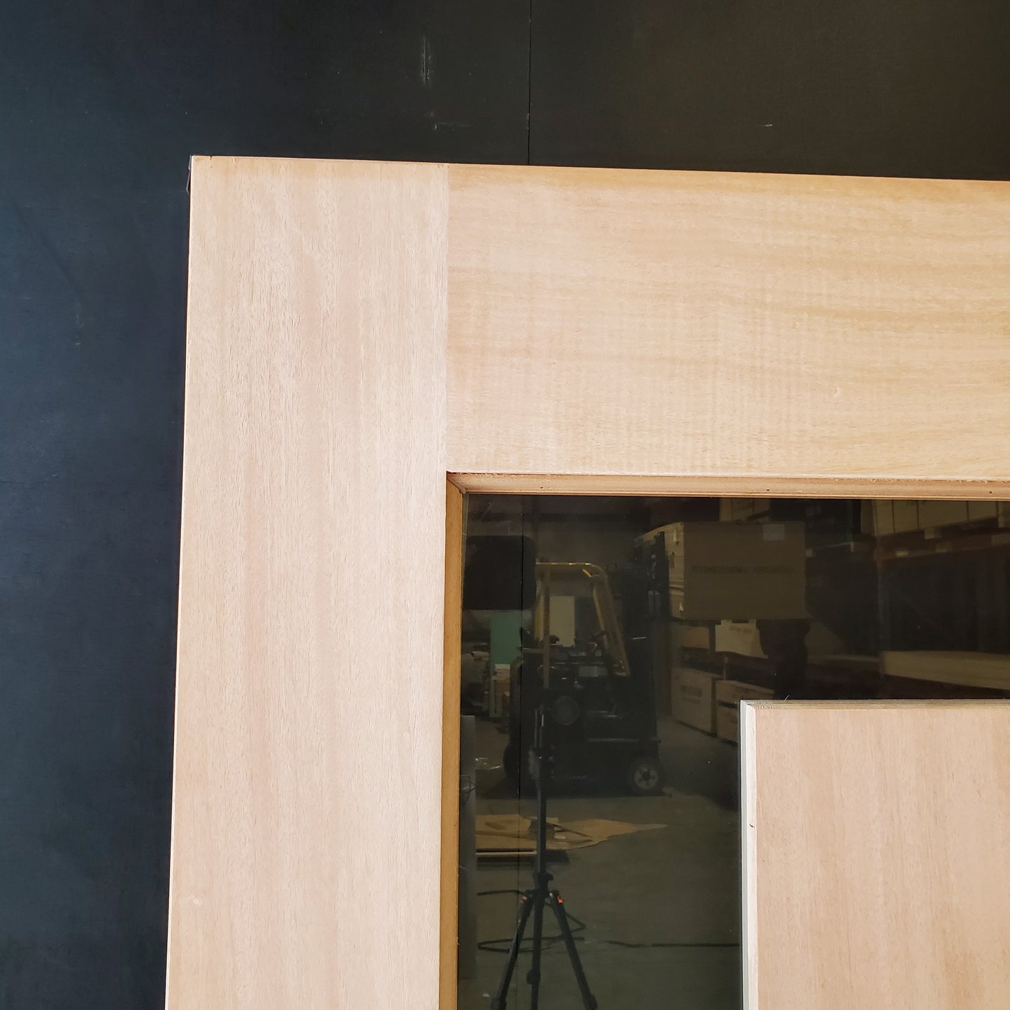 Timber Entry Door - 2040h x 920w Solid Core w/ Floating Timber Panel Clear Glass *New* 40045