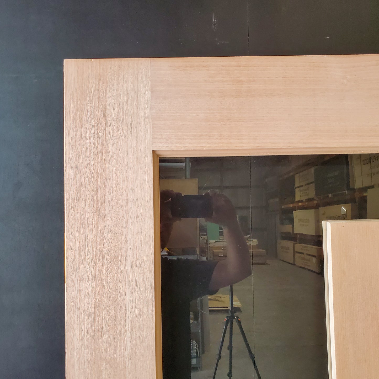 Timber Entry Door - 2040h x 1200w Solid Core w/ Floating Timber Panel 'S' Motif Clear Glass *New* 40049