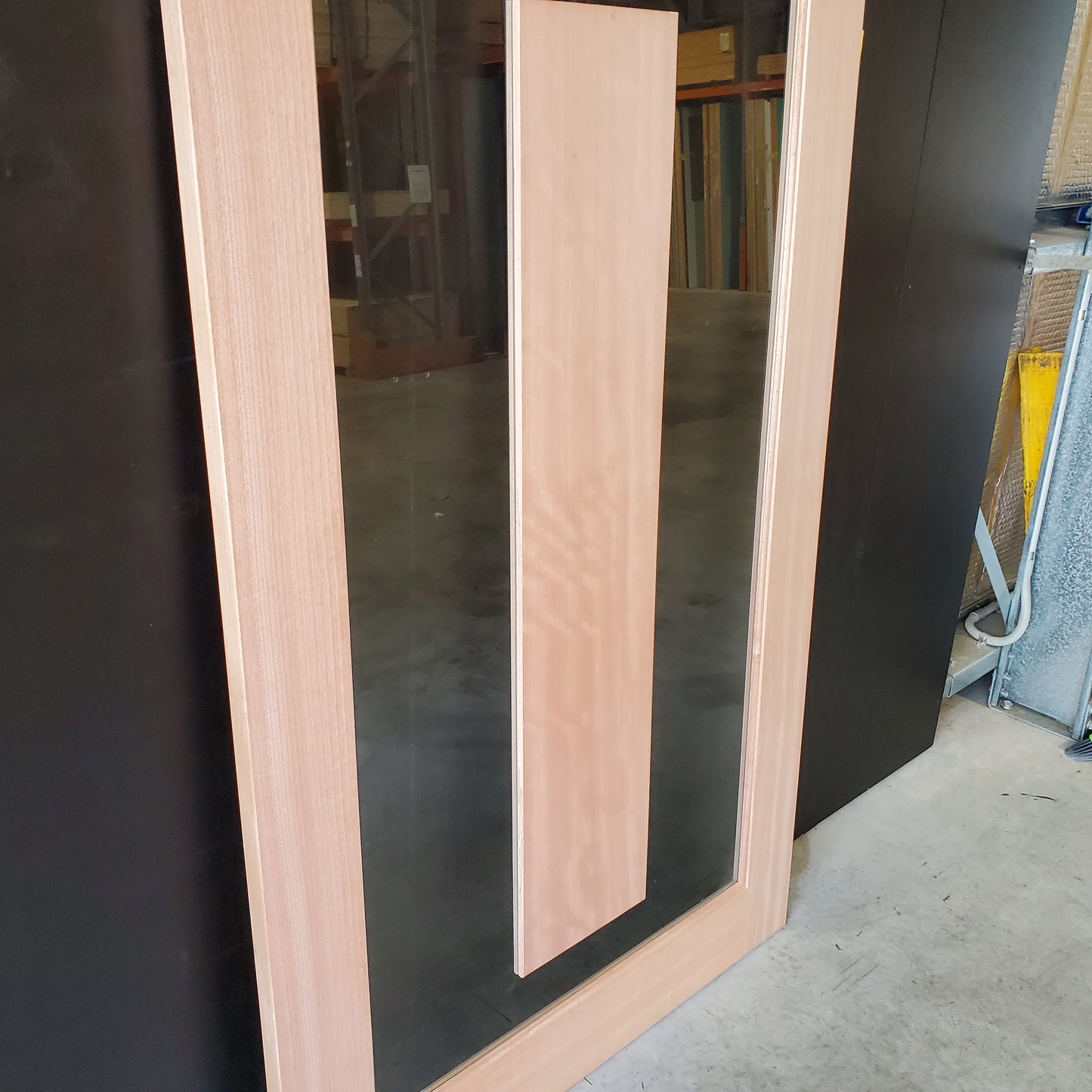 Timber Entry Door - 2040h x 1200w Solid Core w/ Floating Timber Panel Clear Glass *New* 40048