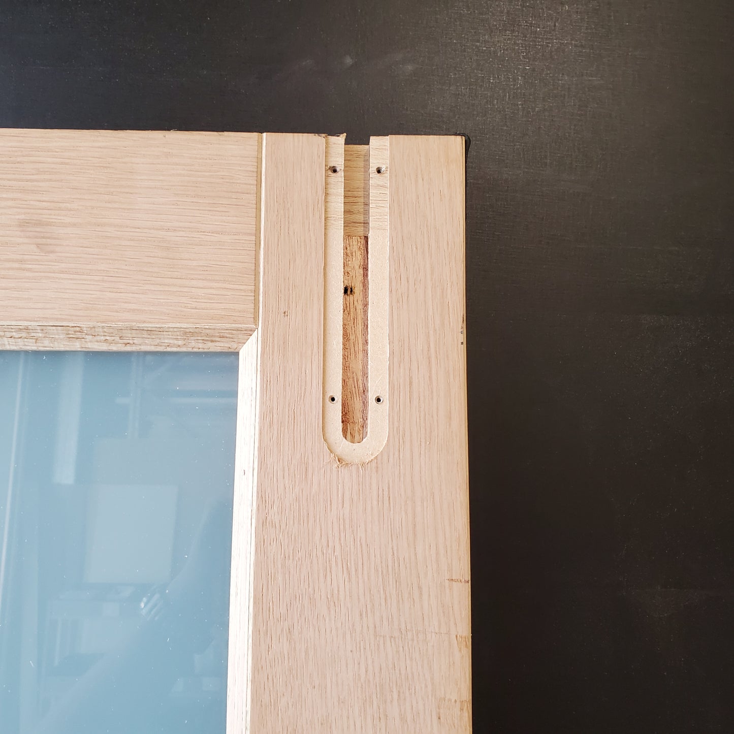 External Timber Door - 2040h x 820w Solid Core w/ Obscure Glass + Floating Panel (ALUM1) *Factory Second* 30489