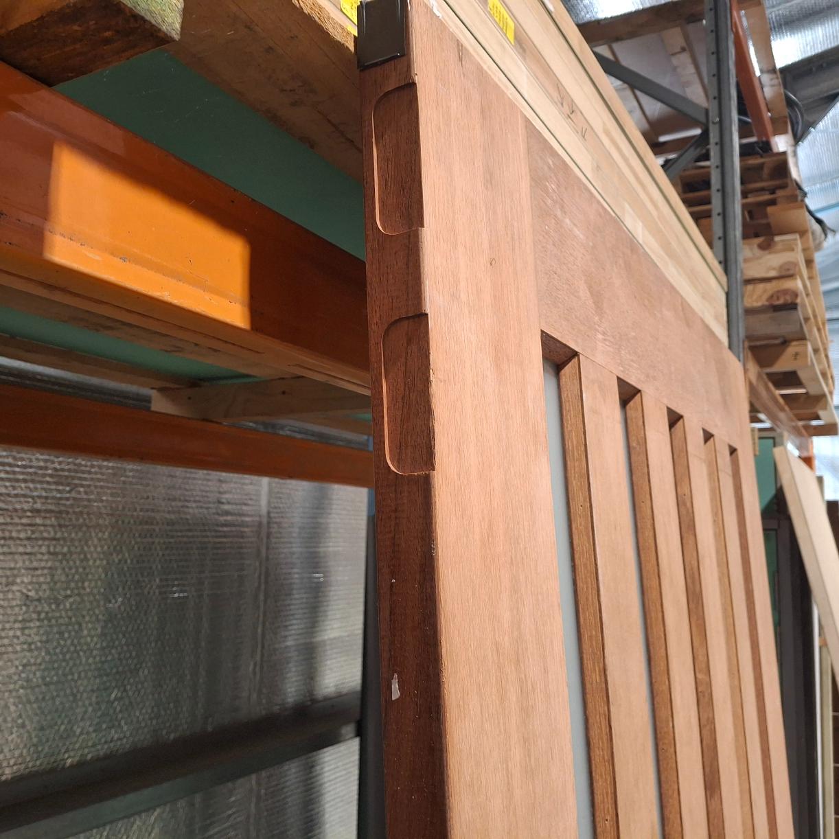 Timber Entry Door - 2340h x 1200w Merbau w/ 5 x Obscure Glass (XS45) *Factory 2nd* SKU: 20252