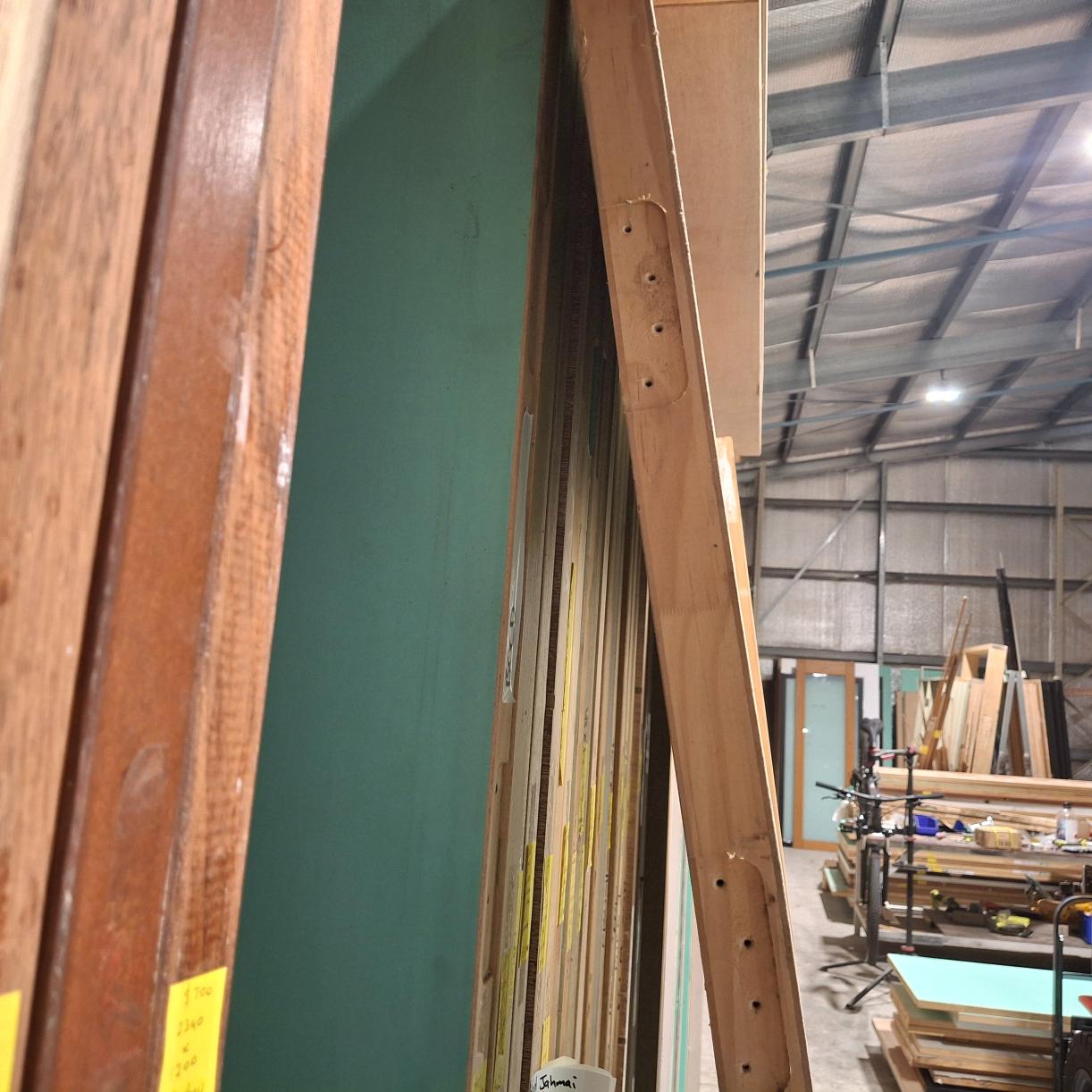 Timber Entry Door - 2340h x 1200w Solid Core w/ 4 x OBS Glass (NEX40) *Factory 2nd* SKU: 20277