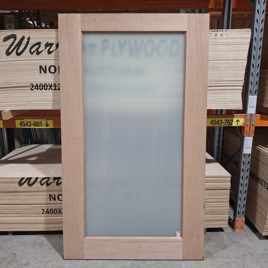 Timber Entry Door - 2040h x 1200w Solid Core w/ 1 x OBS Glass (JST1) *Factory 2nd* 20330