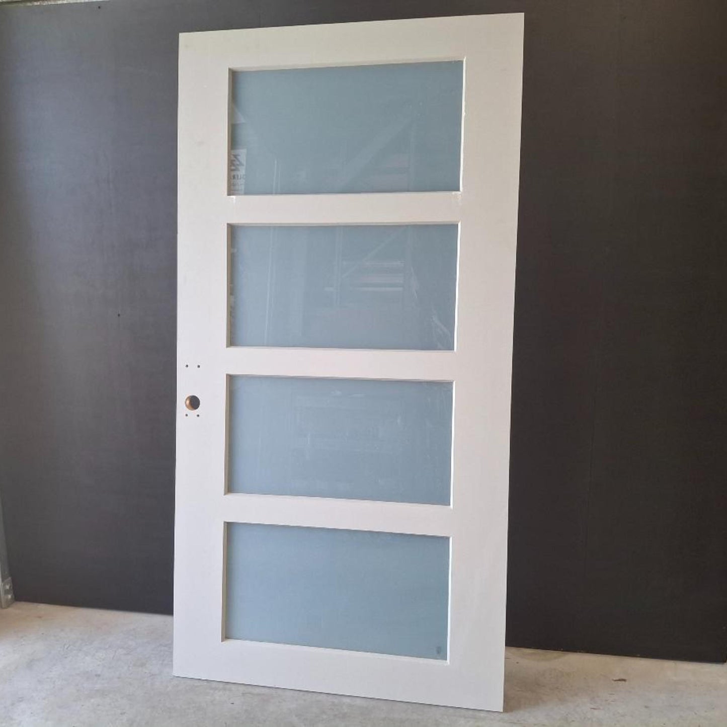 Timber Entry Door - 2340h x 1200w Solid Core Door w/ 4 x Obscure Glass *Factory 2nd* 20469
