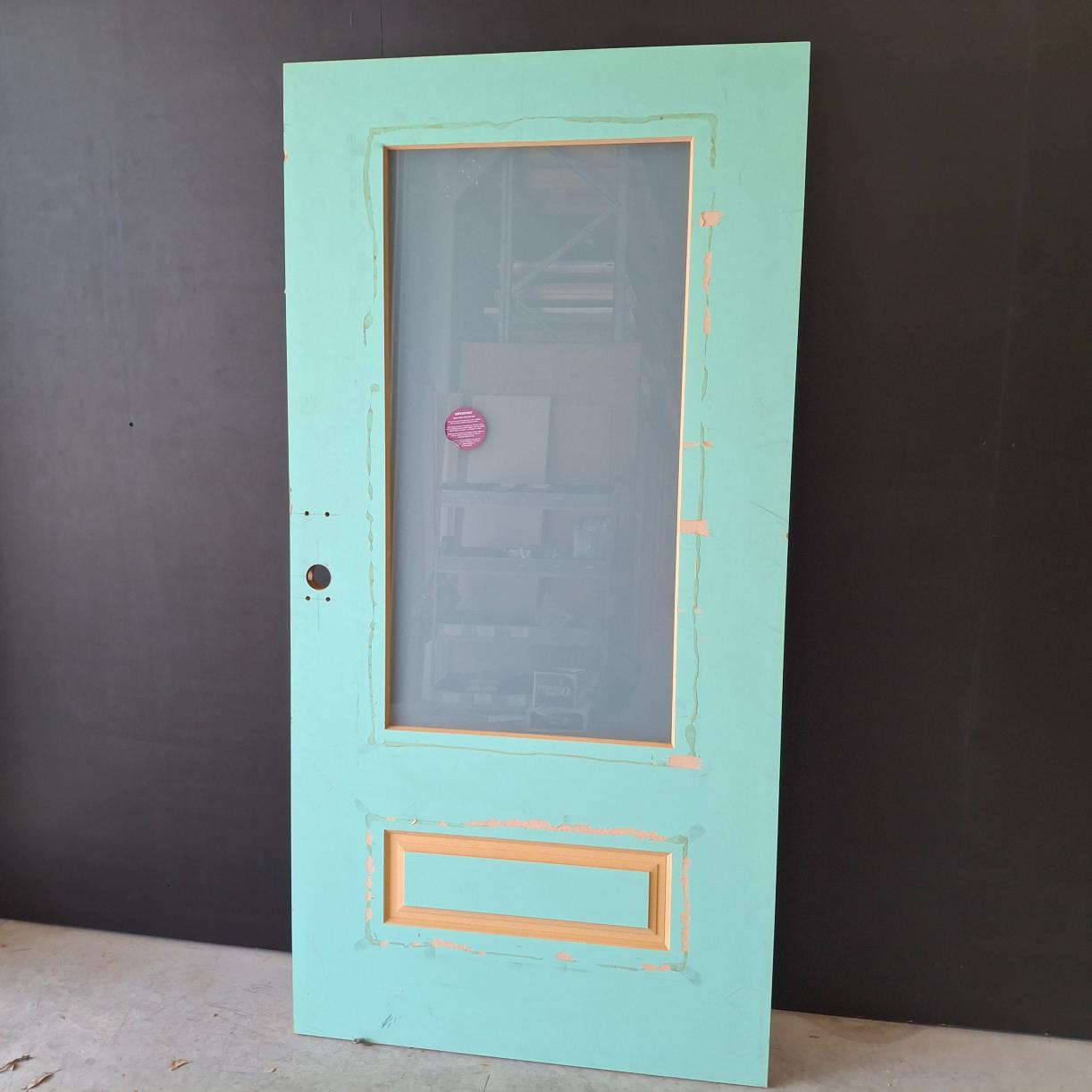 Timber Entry Door - 2040h x 1020w Solid Core Door w/ 1 x OBS Glass (Damaged) *Factory 2nd* 20505