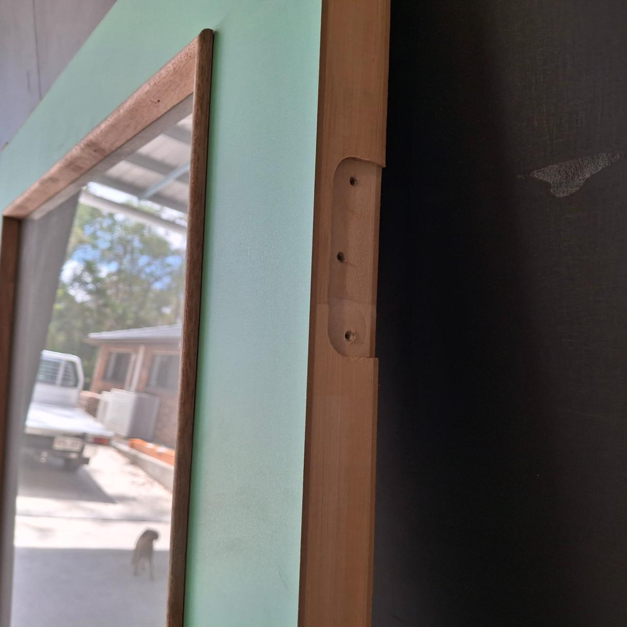 Timber Entry Door - 2040h x 820w Hollow Core Door w/ 1 x Obscure Glass (No. 7) *Factory 2nd* 20506