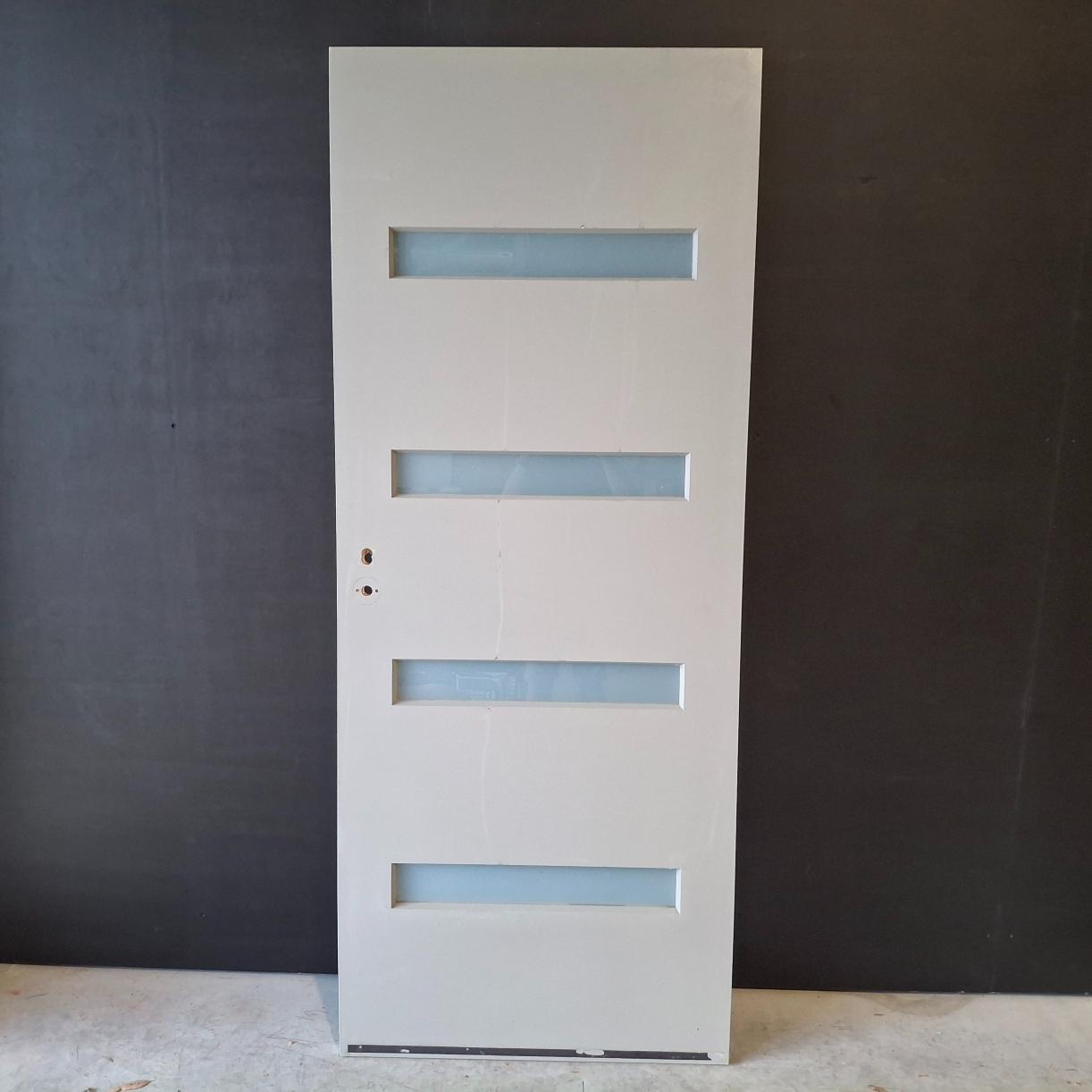 Timber Entry Door - 2040h x 820w Solid Core Door w/ 4 x Obscure Glass (XN5) *Factory 2nd* 20507