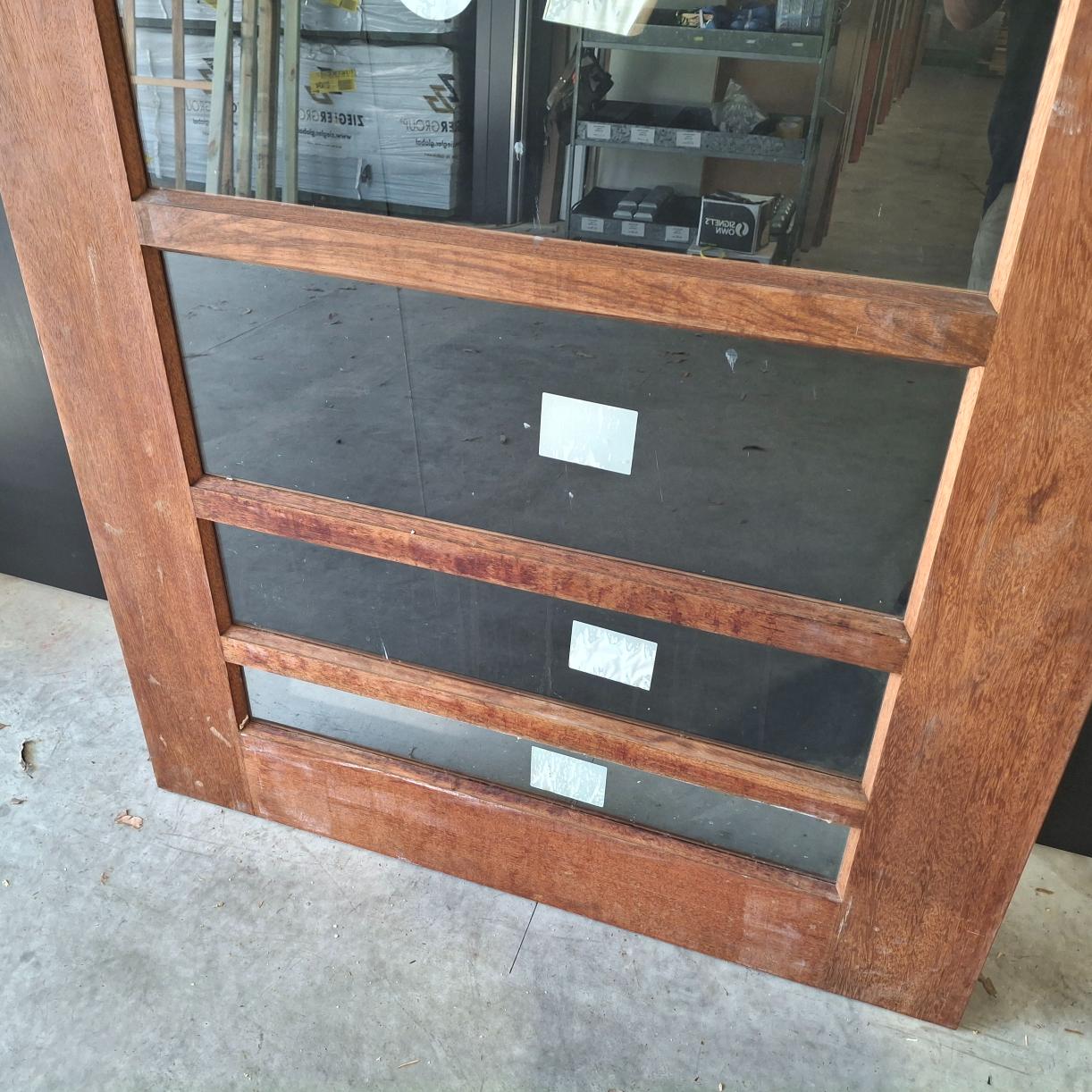Timber Entry Door - 2340h x 1200w Merbau Door w/ 5 x Clear Glass (INFWS 5G) *Factory 2nd* 20513