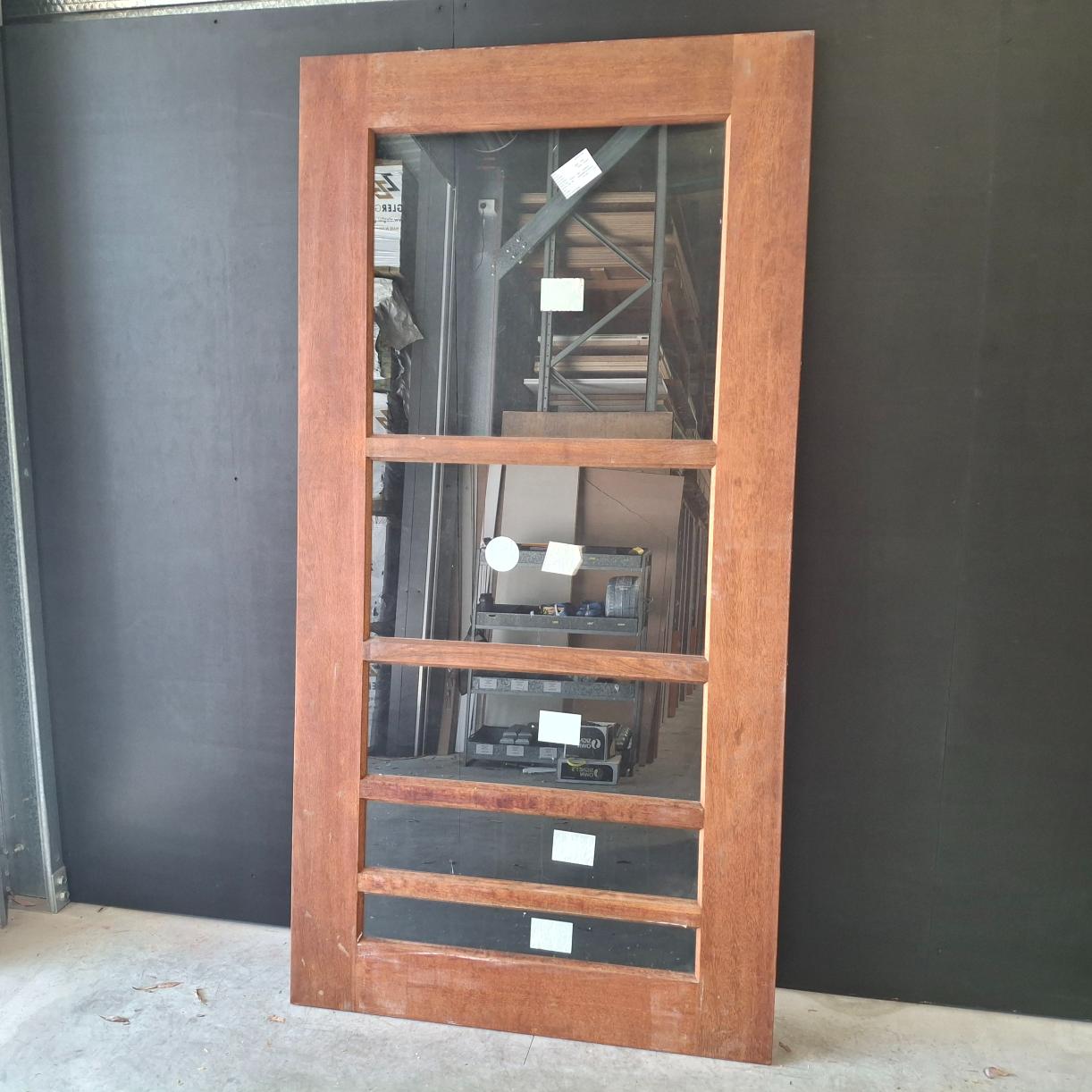Timber Entry Door - 2340h x 1200w Merbau Door w/ 5 x Clear Glass (INFWS 5G) *Factory 2nd* 20513