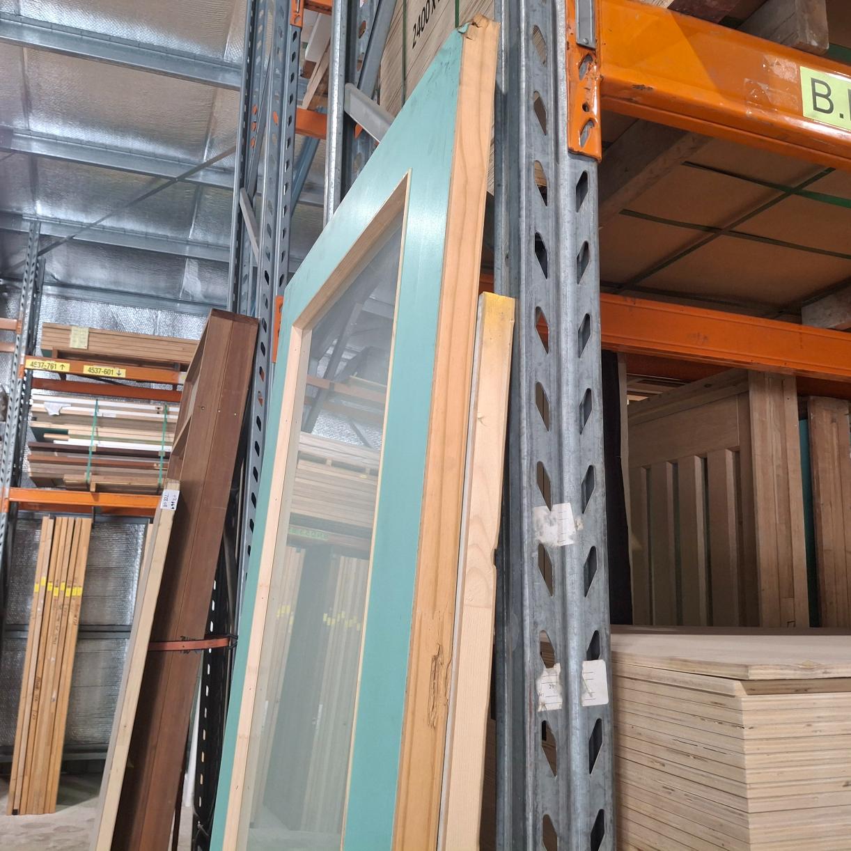 Timber Entry Door - 2340h x 870w Blockboard Core w/ 1 x OBS Glass *Damaged Factory 2nd* 20560