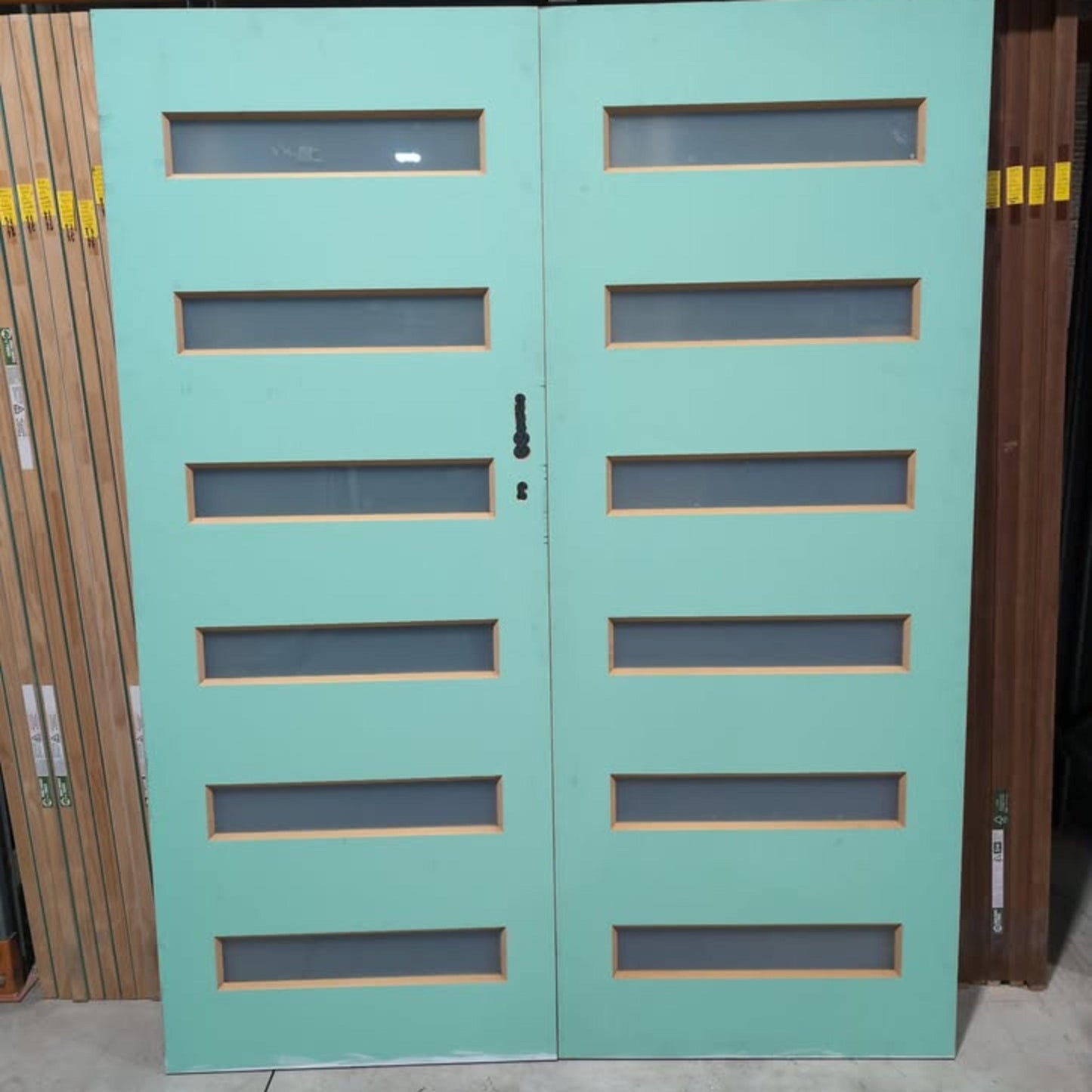 French Door 2 x 2040h x 807w Solid Core w/ 6 x Obscure (frosted) Glass in each (XN6) *Factory Second* 30120