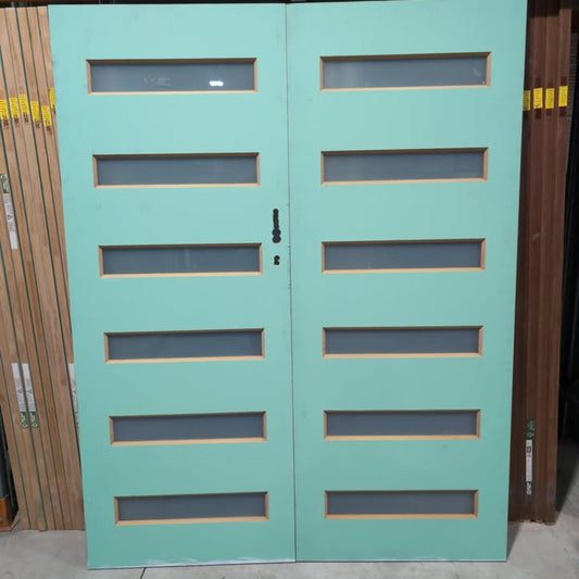 French Door 2 x 2040h x 807w Solid Core w/ 6 x Obscure (frosted) Glass in each (XN6) *Factory Second* 30120