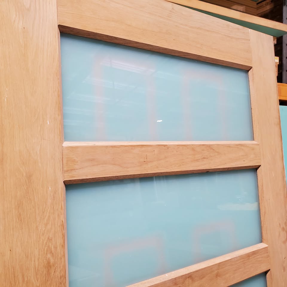 Timber Entry Door - 2340h x 1200w Solid Core W/ 5 X Obscure Glass *Factory Second* 30245