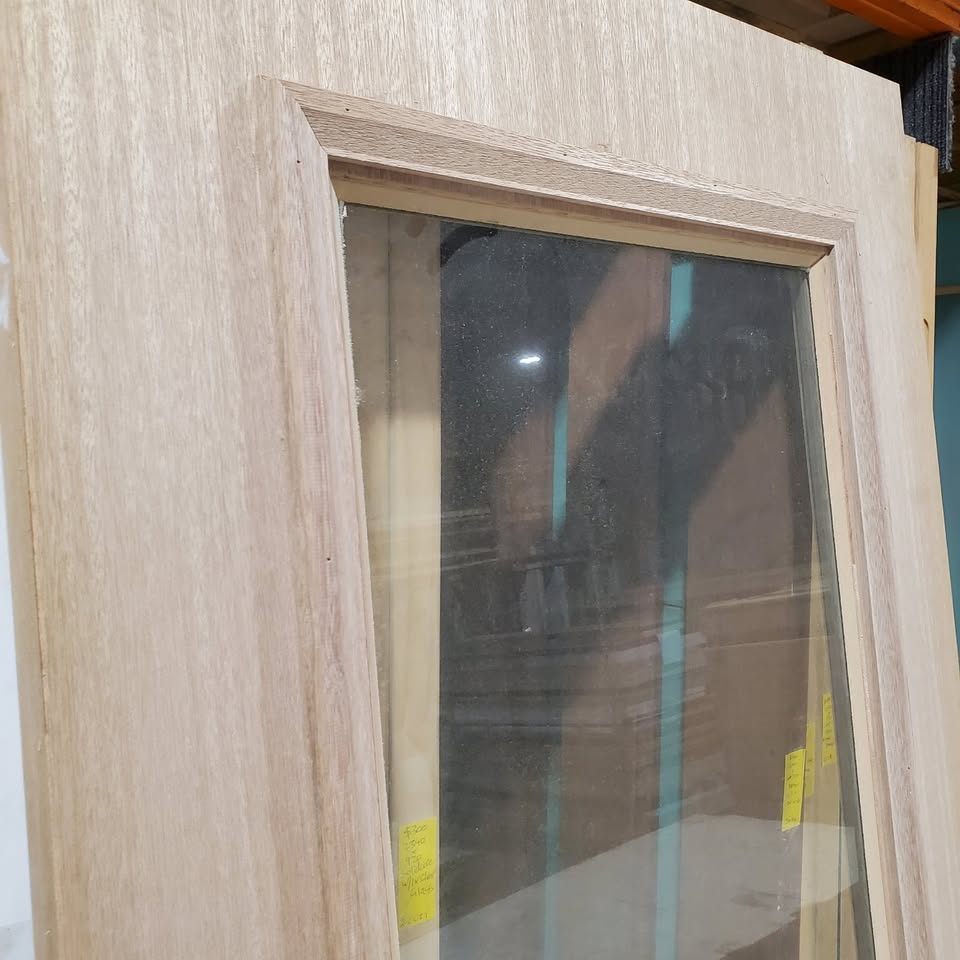 Timber Entry Door - 2340h x 720w Solid Core w/ 1 x Clear Glass and Mouldings *Factory Second* 30270