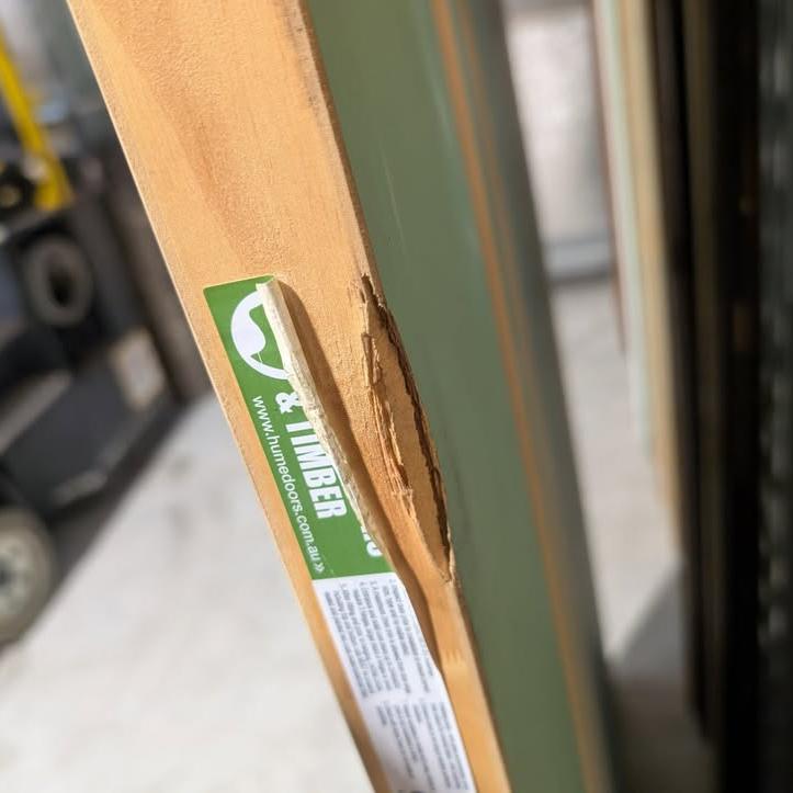 Timber Entry Door -2340h x 1200w Solid Core w/ 2 x Obscure Glass (VER11) *Factory Second* 30331