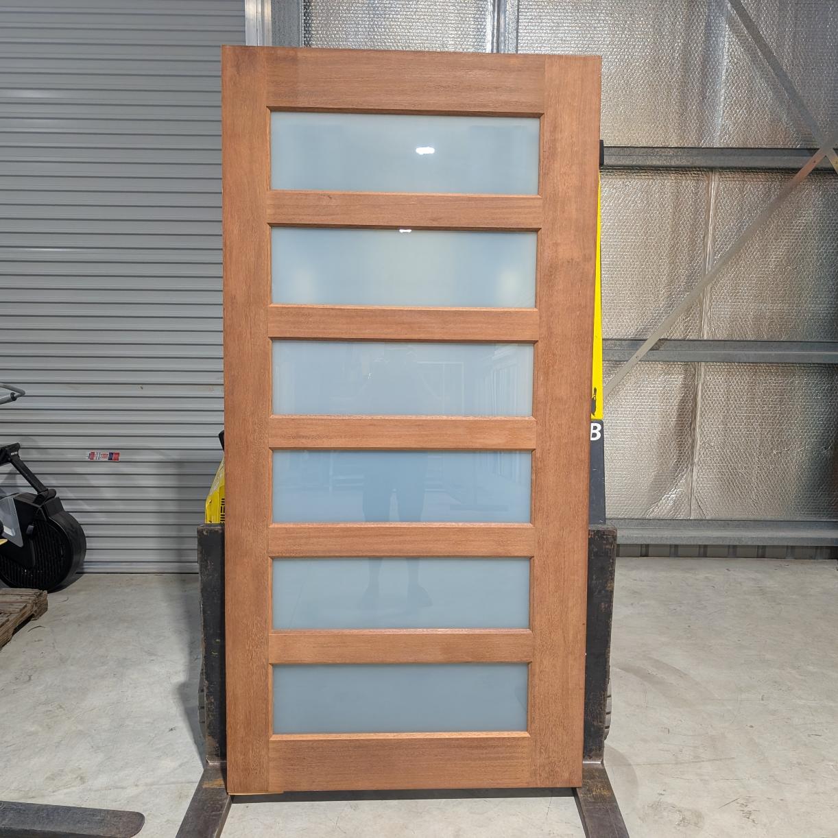 Timber Entry Door - 2340h x 1160w Solid Core w/ 6 x Obscure (Frosted) Glass *Factory Second* 30339