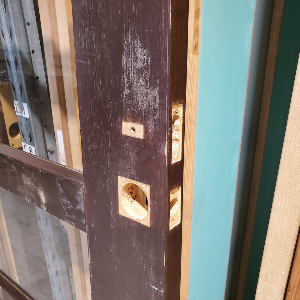 Timber Entry Door - 2340h x 1200w Solid Core w/ 5 x Clear Glass *Second Hand* 30343