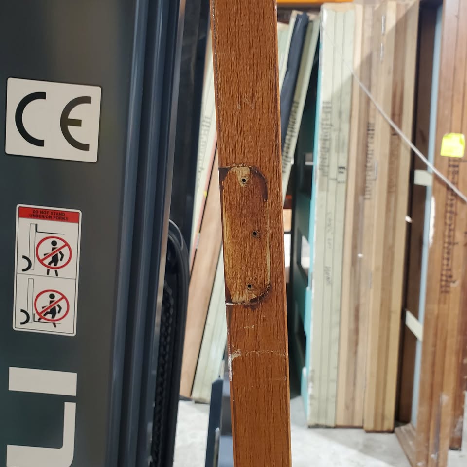 Timber Entry Door - 2340h x 1200w Solid Core w/ 5 x Obscure (Frosted) Glass *Second Hand* 30380