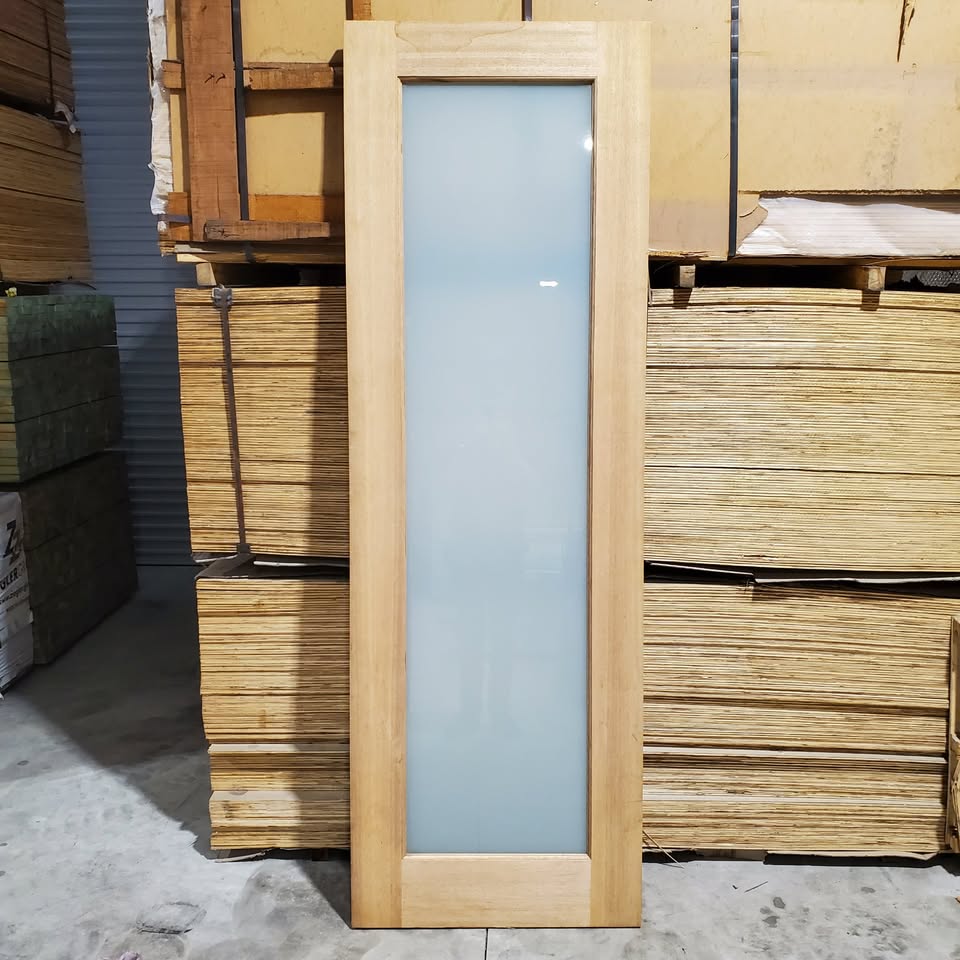 Timber Entry Door - 2340 x 770w Solid Core w/ 1 x Obscure (Frosted) Glass *Factory Second* 30398