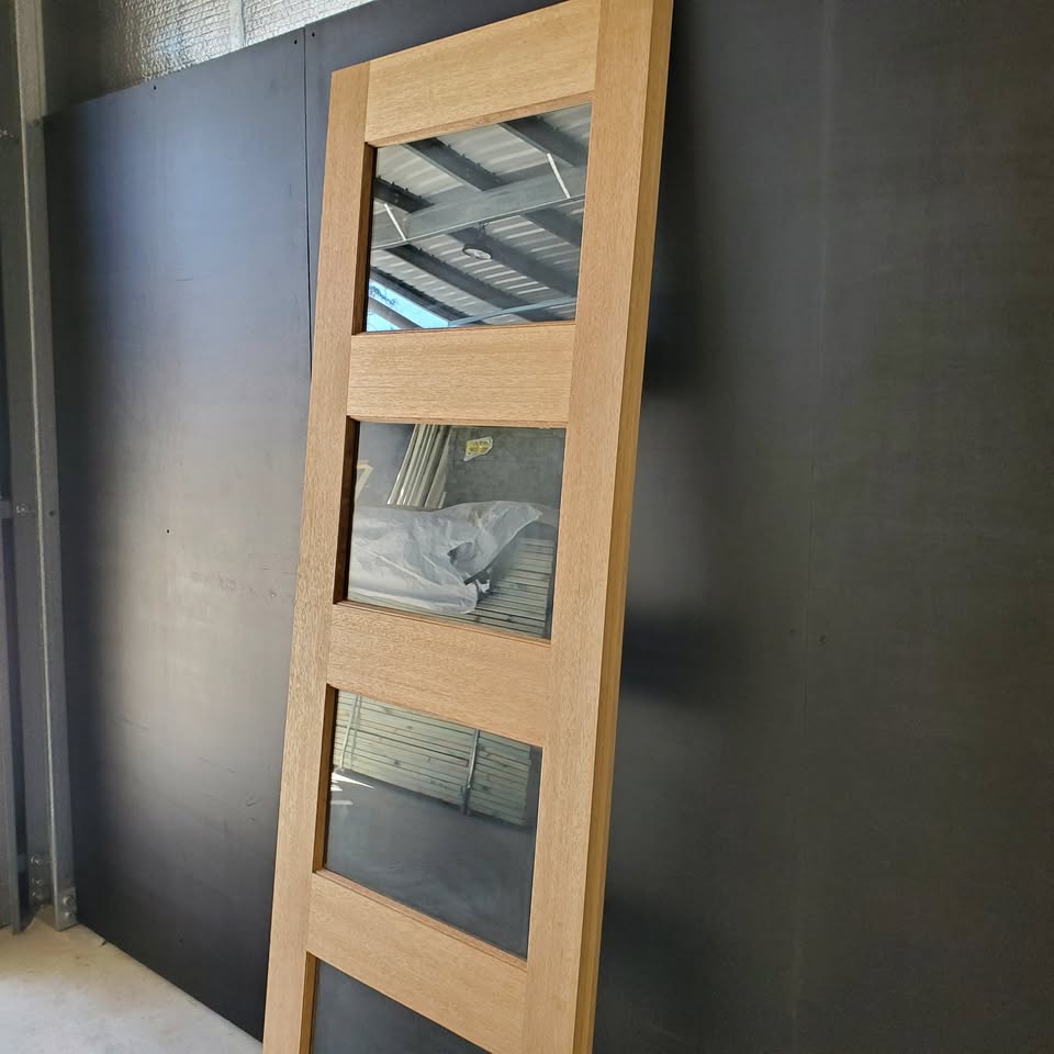 Timber Entry Door - 2340 x 807w Solid Core w/ 4 x Clear Glass *Factory Second* 30407