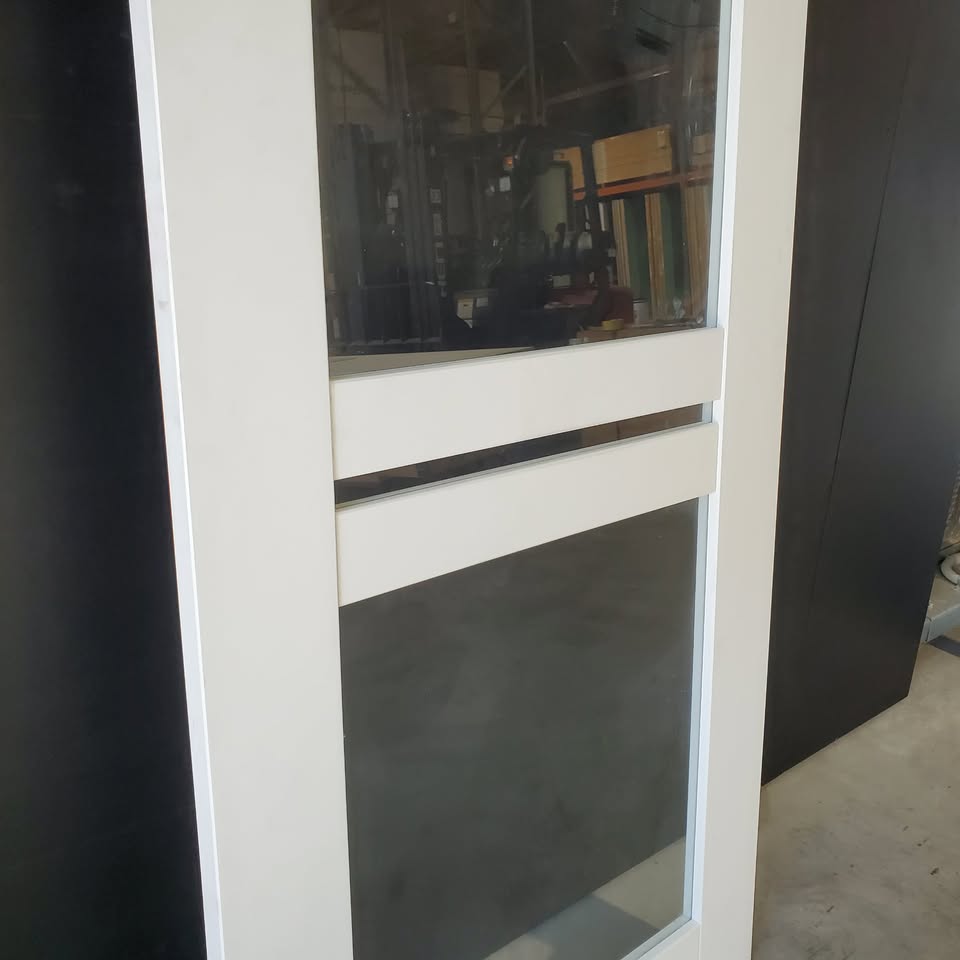 Internal Timber Door - 2340 x 870w Solid Core w/ 2 X Clear Glass (PMOD9GC) *Factory Second* 30420