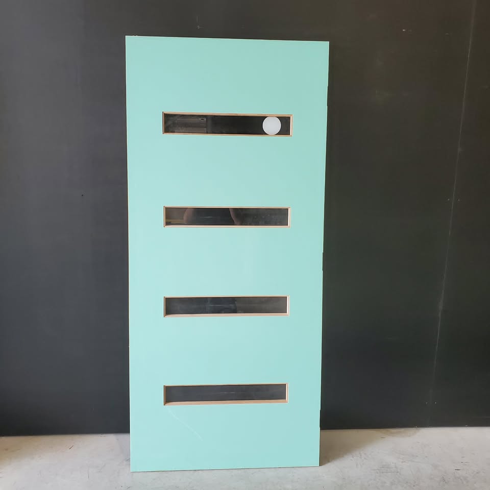 External Timber Door - 2040h x 920w Solid Core w/ 4 X Clear Glass  (PMAD104) *Factory Second* 30430